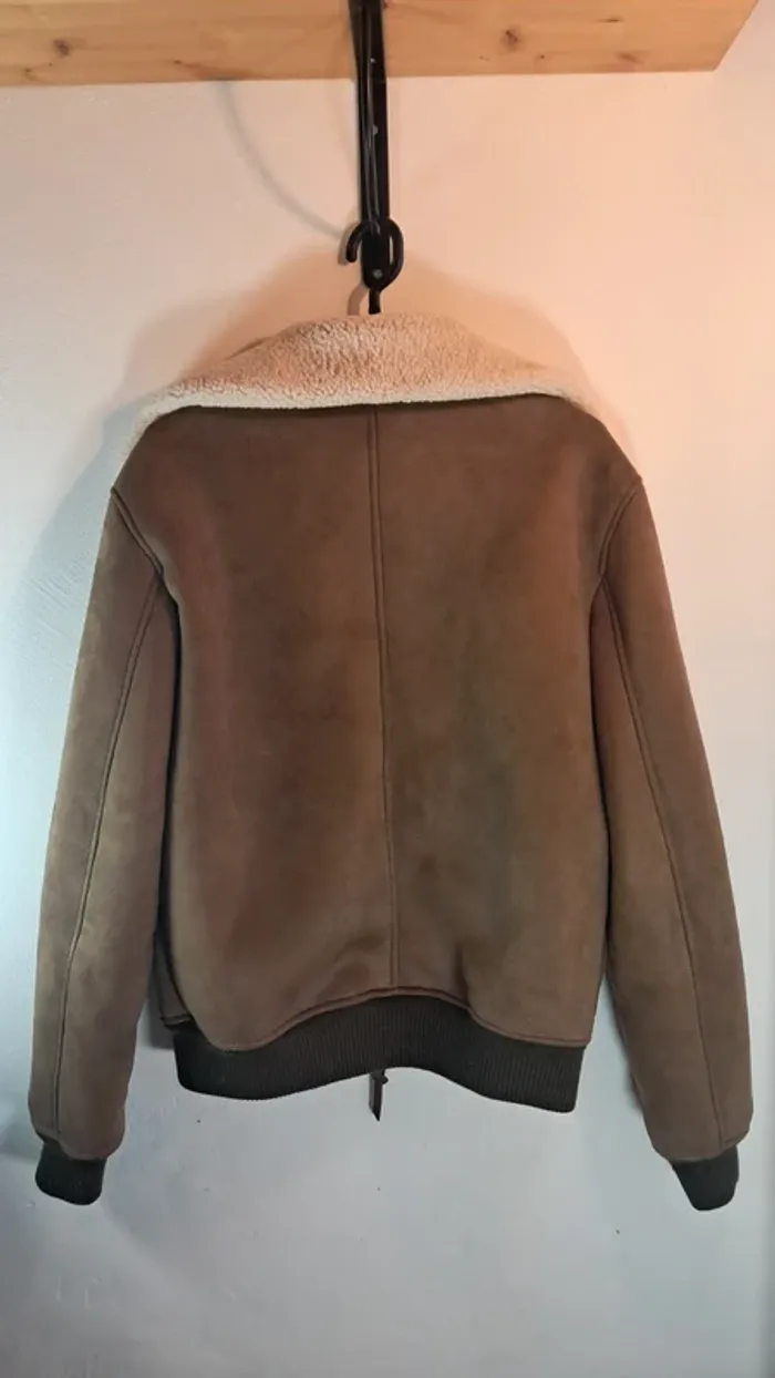 Blouson aviateur effet suédé marron – MNG Man – M - photo numéro 5