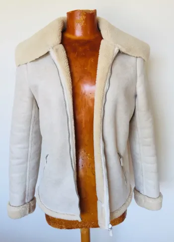 Veste bi-matière beige