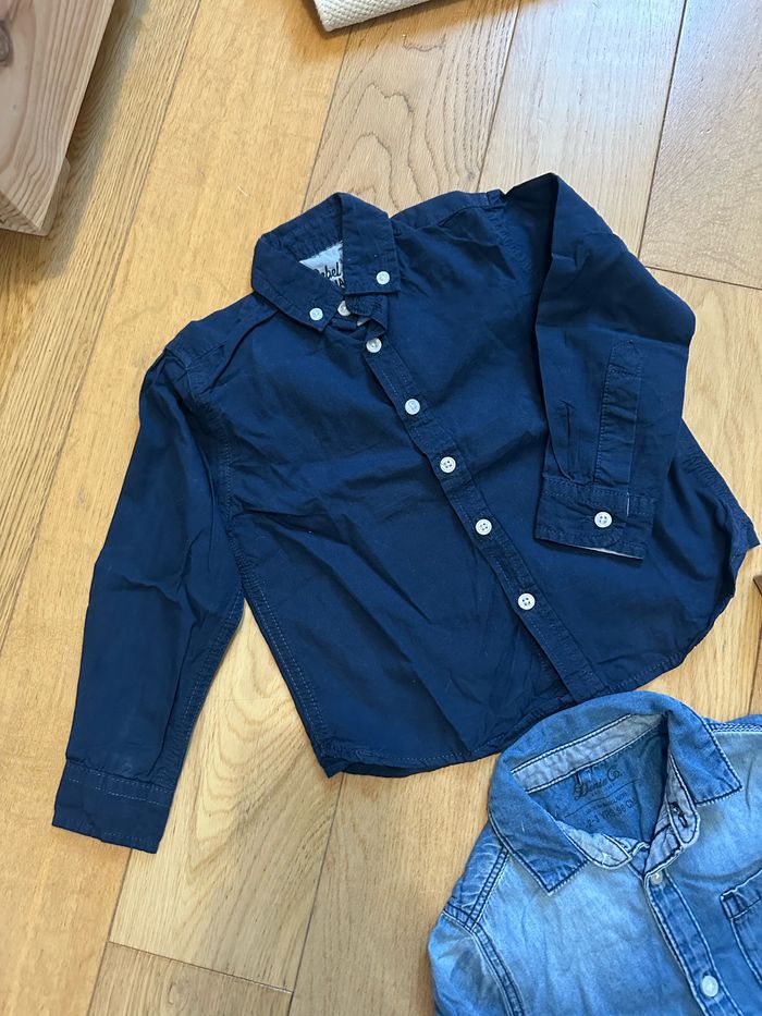 Lot de 2 Chemises garçon 24/36 mois jean et bleu marine - photo numéro 3