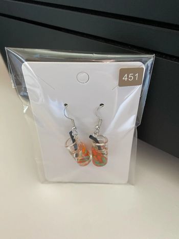 Boucles d’oreilles verre à cocktail avec paille