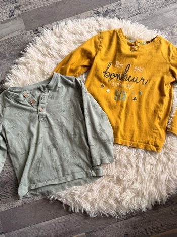 Lot 2 tee-shirts manches longues garçon 24 mois
