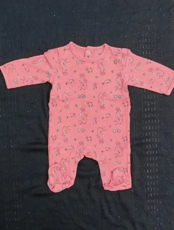 Pyjama rose hippocampe licorne pailleté Kiabi 3 mois Fille