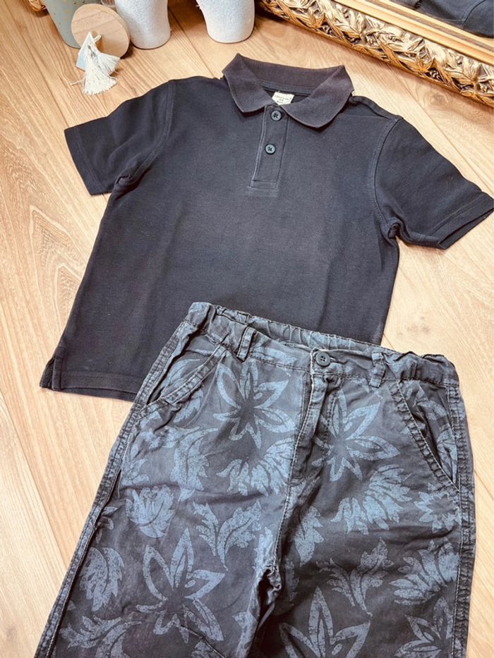Taille 6 ans ensemble 2p été garçon pocopiano noir gris foncé * tropic * 💙 - photo numéro 4