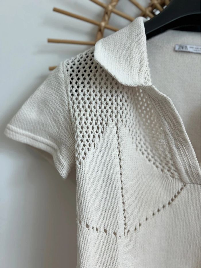 Top tricot broderies ajouré Zara - photo numéro 7