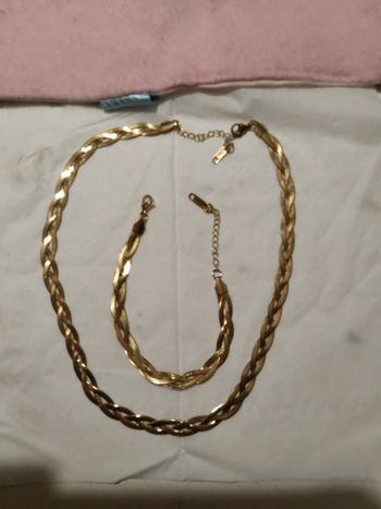 Collier+bracelet torsadée 3 rangs réglable