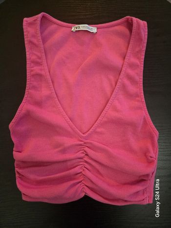 Débardeur crop top rose - Zara - Taille M
