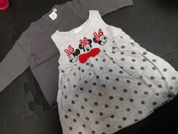 Ensemble robe t-shirt Minnie gris pois 6 mois bébé fille disney
