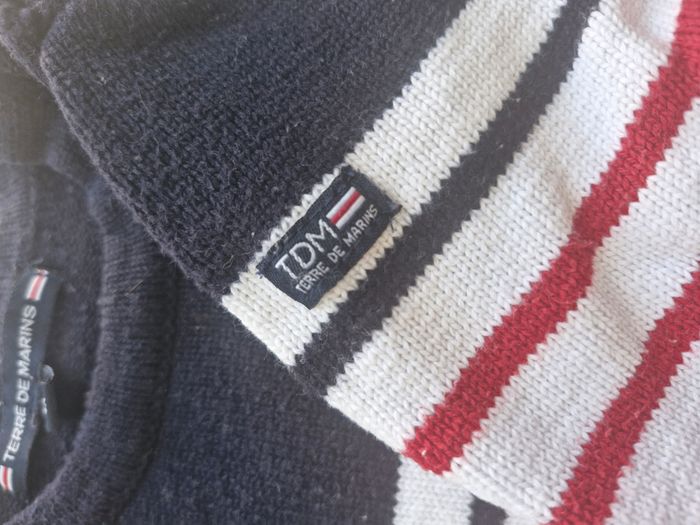 Pull marinière 4 ans Terre de Marins Marine blanc rouge à rayures - photo numéro 6