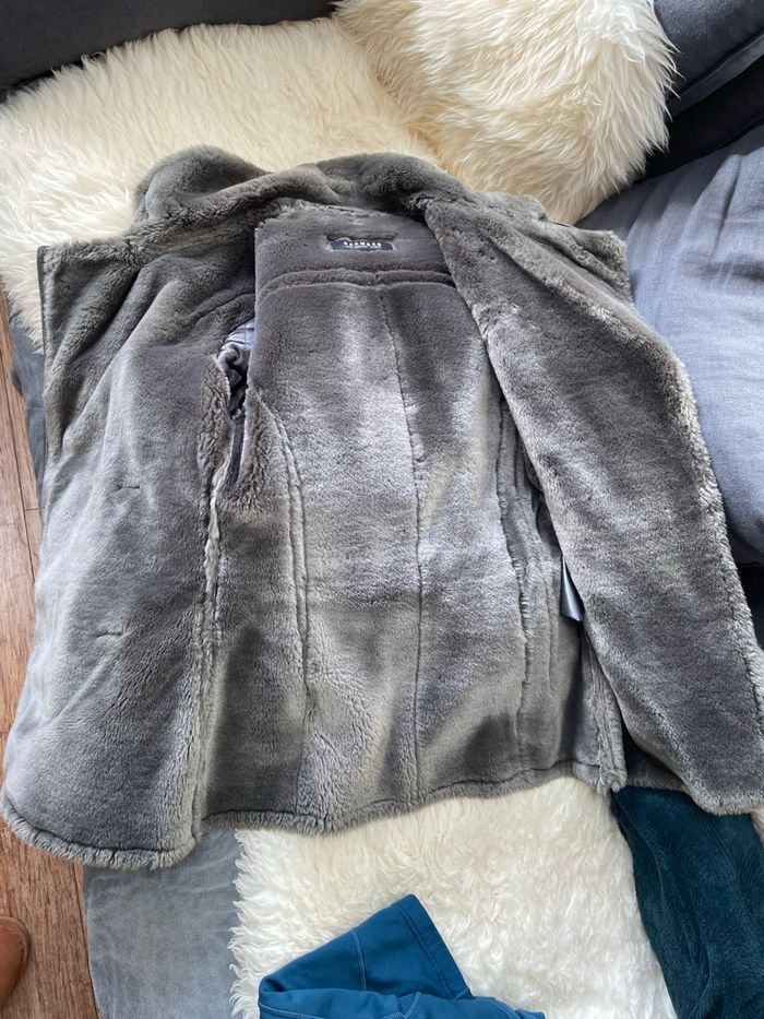 Manteau Oakwood cuir/fourrure gris S - photo numéro 3