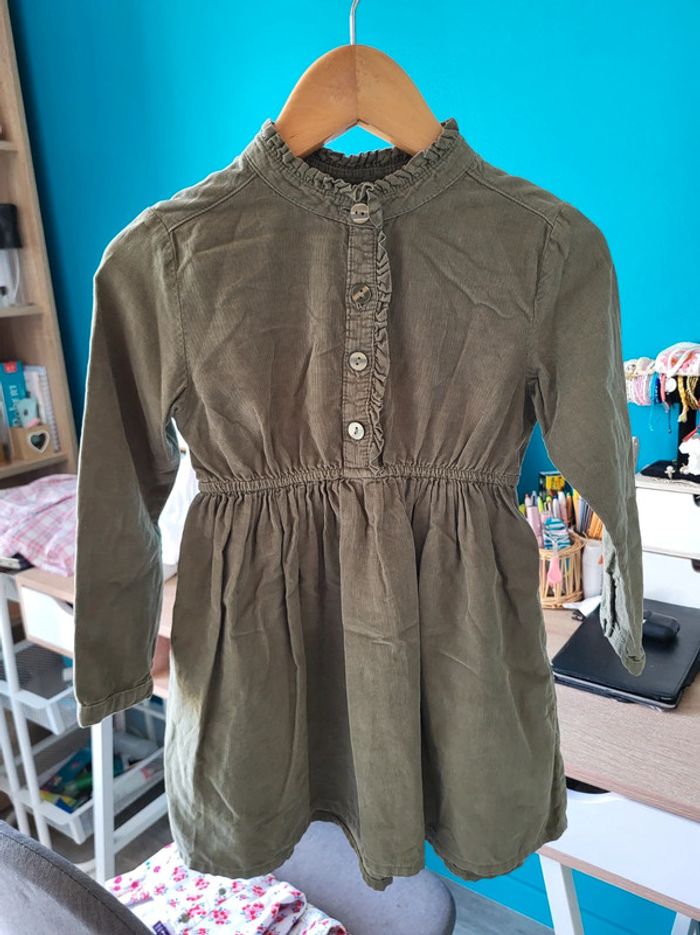 Robe velours légère kaki - photo numéro 2