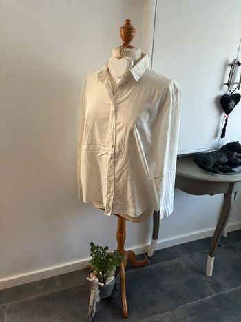 Chemise Sisley longue plissée blanche T44