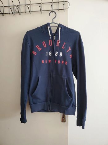 Sweat zip à capuche bleu foncé TS