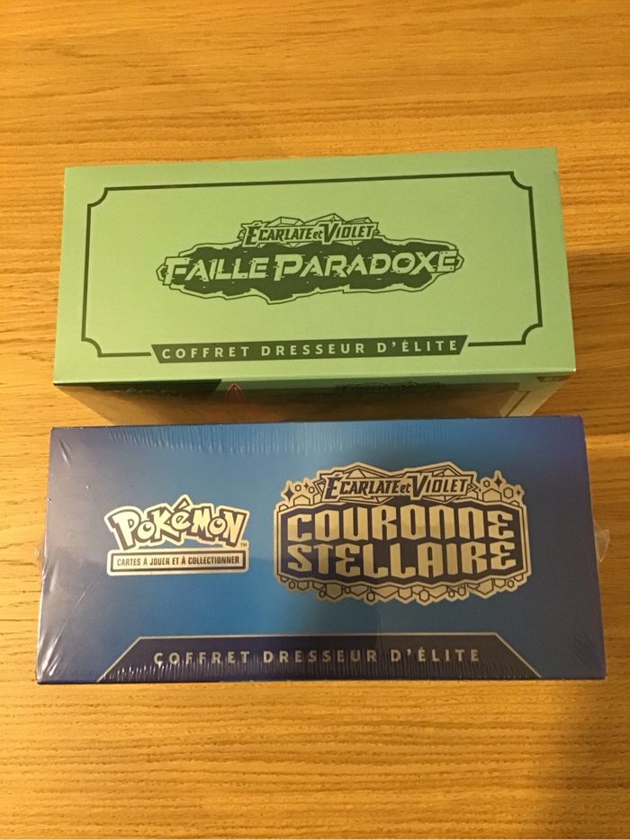 Lot deux ETB cartes Pokémon Faille paradoxe EV4 Couronne Stellaire EV7 neuf scellé collection - photo numéro 6