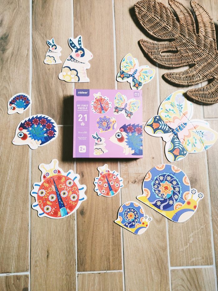 🦋Coffret évolutif Mon premier puzzle avec divers animaux colorés marque Mideer