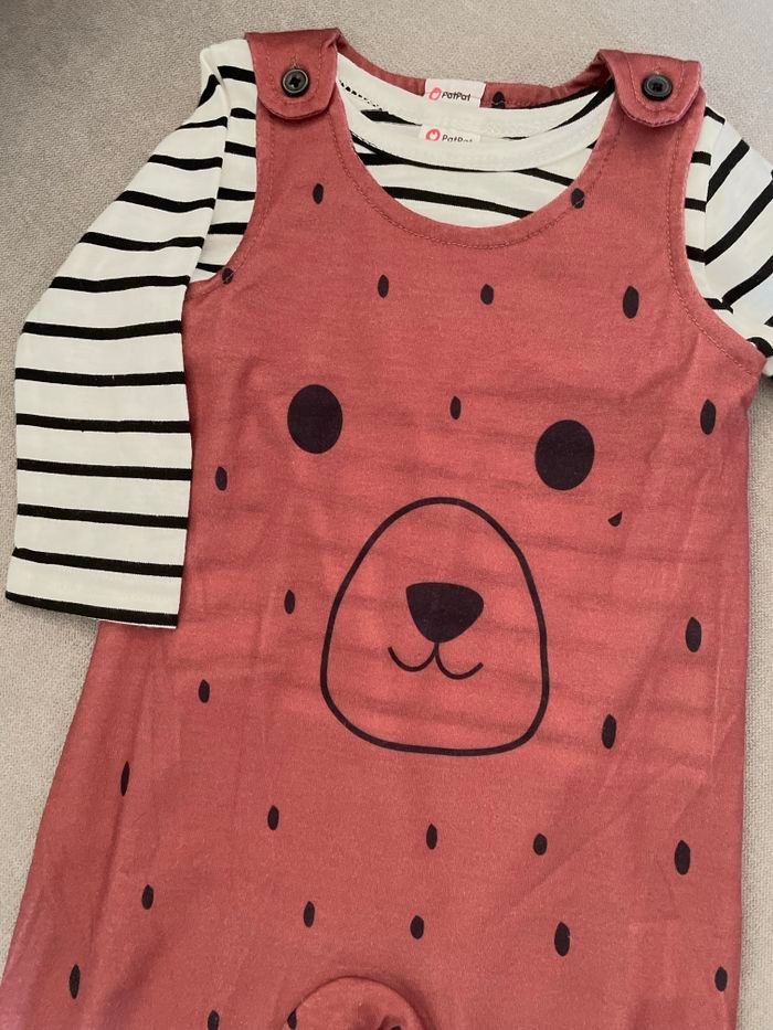 Jolie salopette PatPat 3-6 mois + tee-shirt NEUF - photo numéro 2