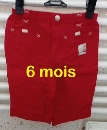 Pantalon taille élastique rouge beige In Extenso Taille 6 mois