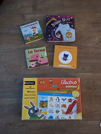 Lot de livres enfant avec pop up, neuf et electro animaux nathan offert