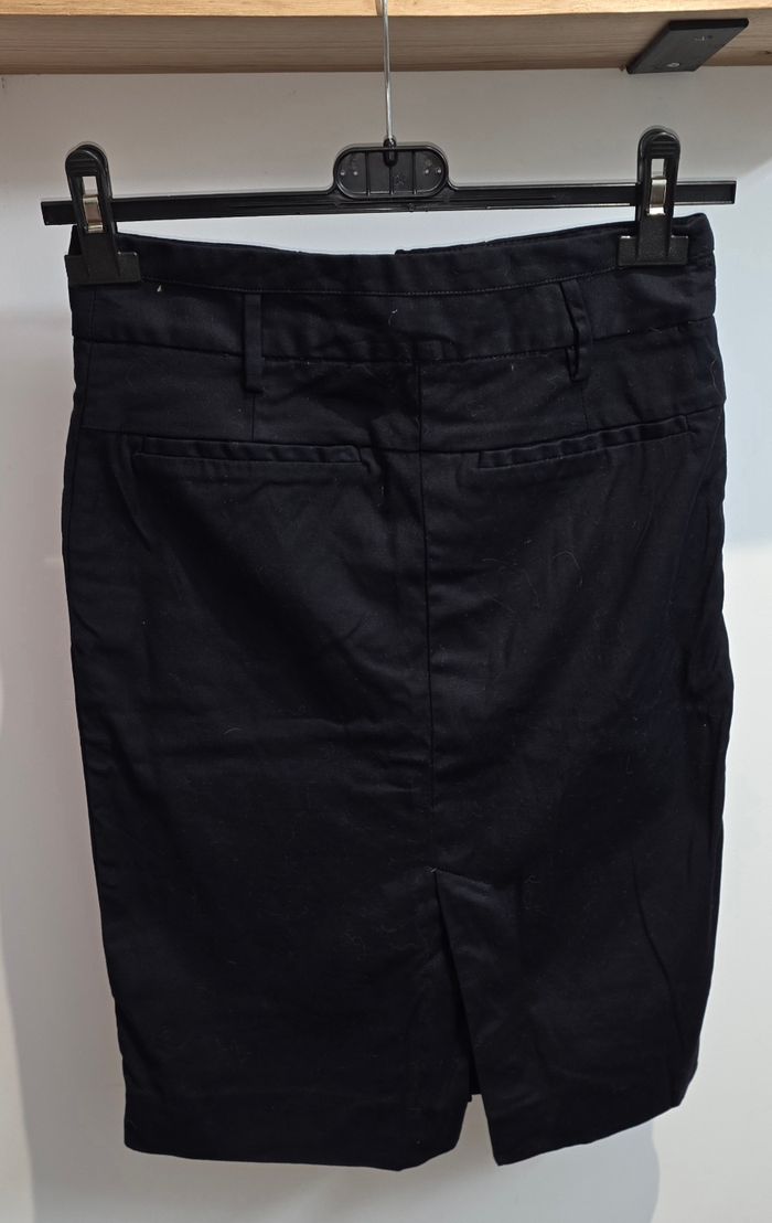 Jupe crayon coton bleu marine XS - photo numéro 2