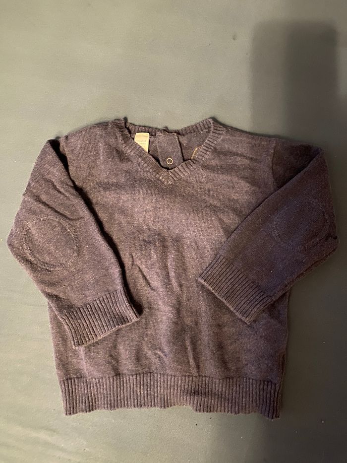 Pull bleu garçon col V 18 mois