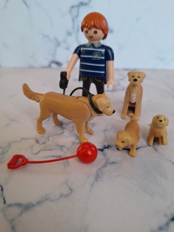 Figurine Playmobil famille chiens Golden retriver