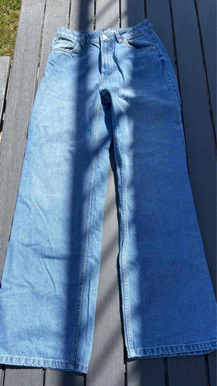 Jean bleu large évasé Gémo taille M femme - photo numéro 3
