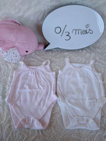 Lot de 2 bodies bretelles été Fille 0/3 mois Early days 100% coton