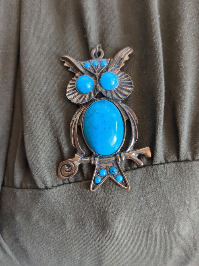 Pendentif hibou turquoise