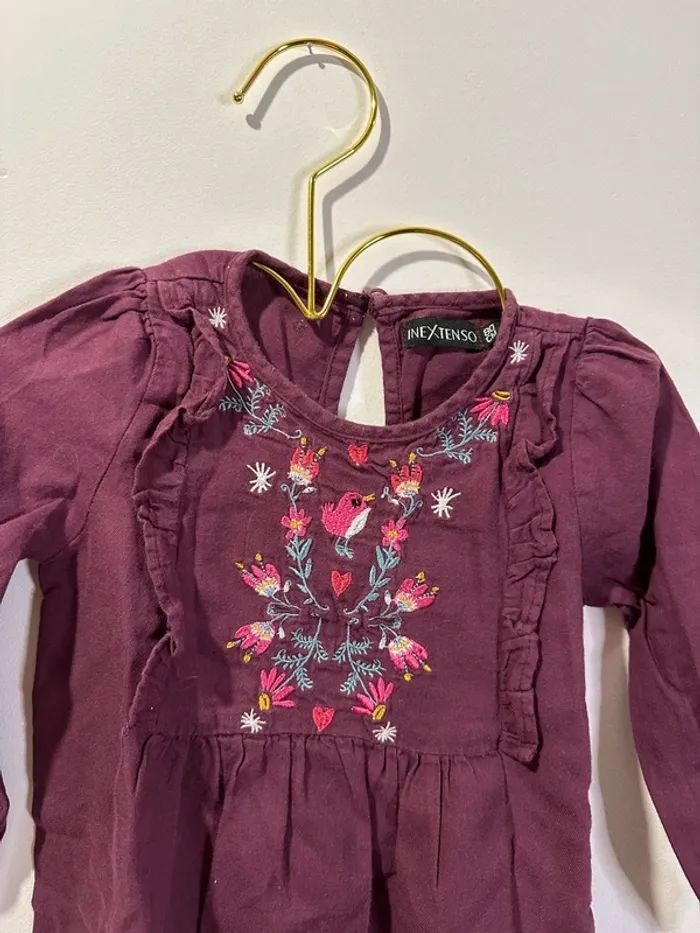 Robe violette à broderies 80cm 18 mois - photo numéro 2