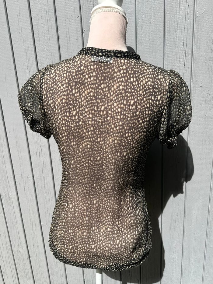 Haut manches courtes transparent décolleté léopard 36/S - photo numéro 4