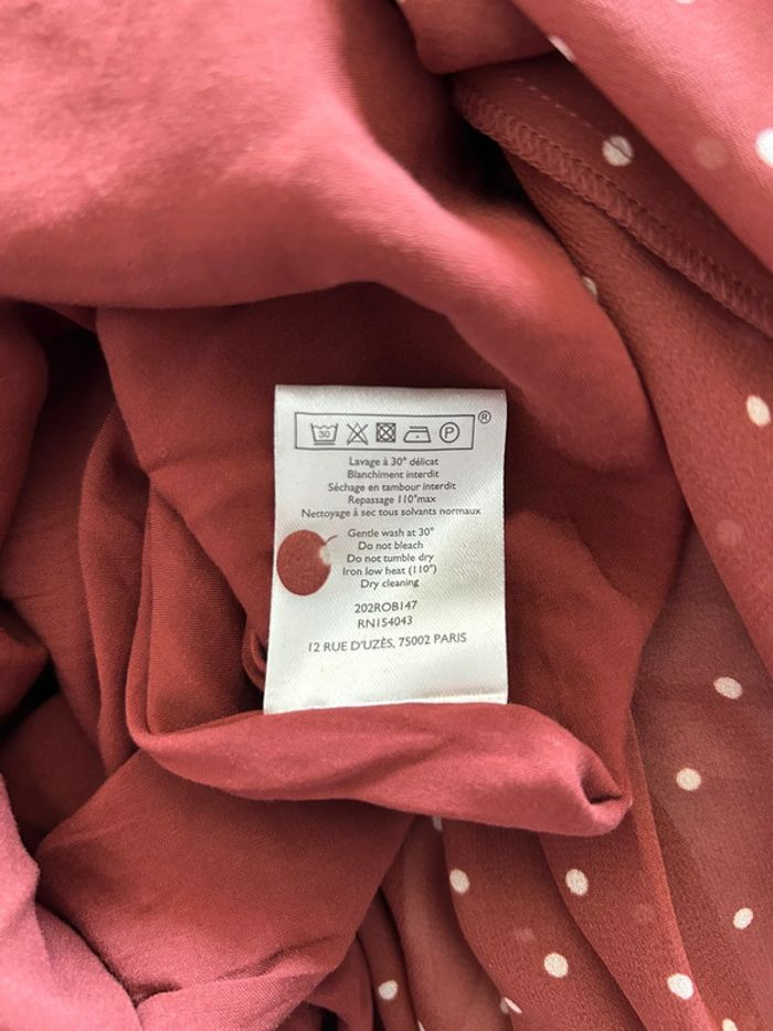 Robe Sézane Ève moka a pois T. 38 neuve - photo numéro 5