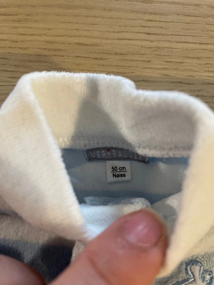 Pyjama blanc et bleu naissance vertbaudet - photo numéro 2