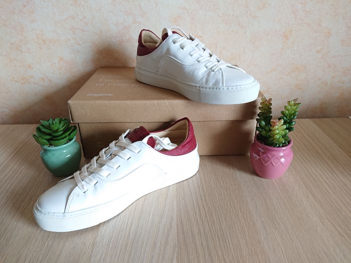 Baskets Angarde Blanc & Bordeaux - photo numéro 2