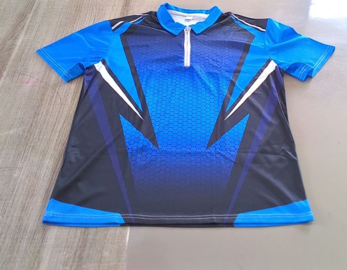 Polo manches courtes taille L couleur bleu pour homme - photo numéro 3