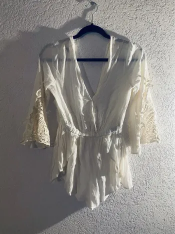 Combinaison short crème Zaful