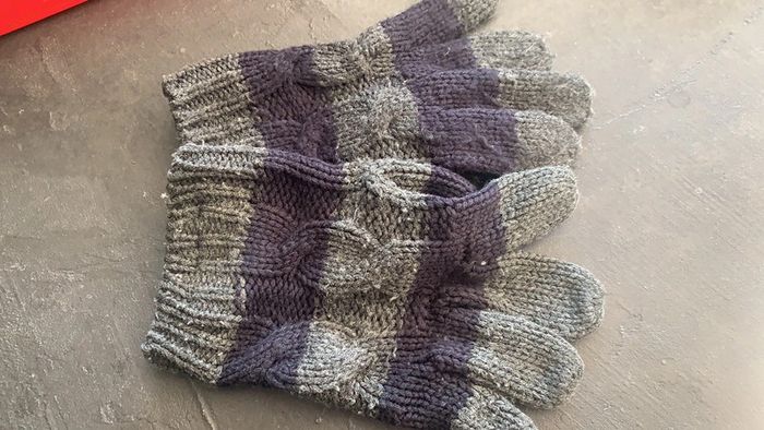 Gants en laine 7/8 ans gris/bleu - photo numéro 2