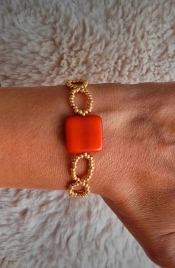 Bracelet orange et doré pour poignet fin