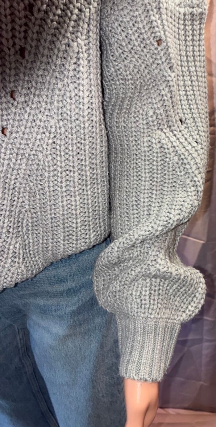 Pull Oversize Gris Chiné Jennyfer - Maille Torsadée & Détaillée - Taille XS - photo numéro 3