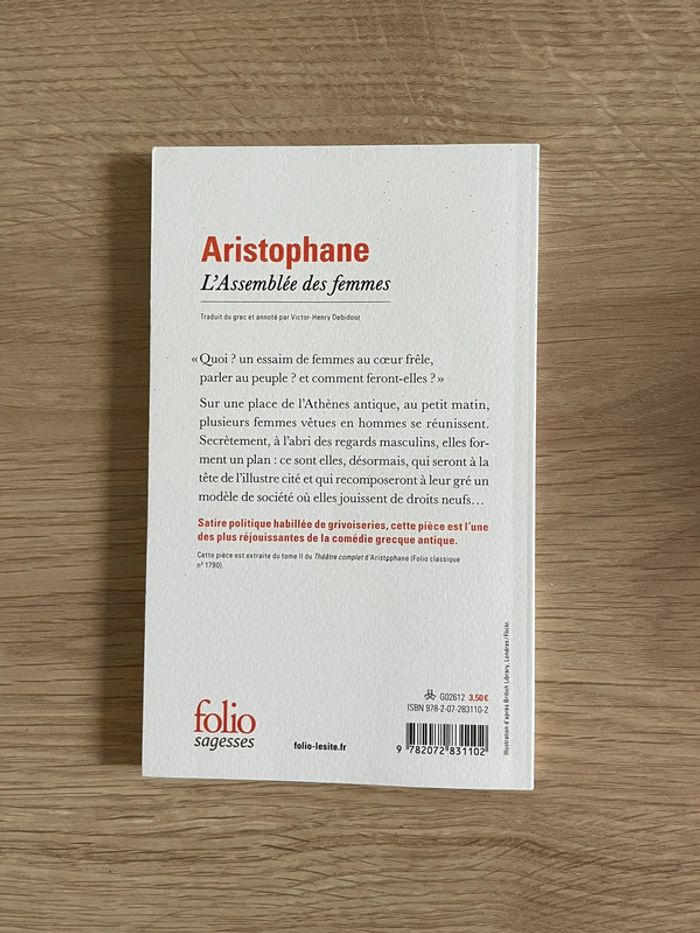 Livre Aristophane l’assemblée des femmes - photo numéro 2