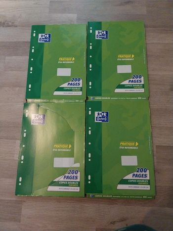 Lot de 4 pochettes de 200 pages copies doubles oxford