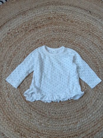 Haut manches longues motif coeurs 62 cm