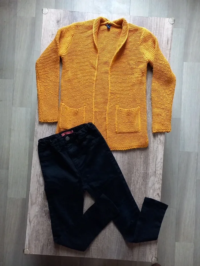 Ensemble gilet en laine et jeans noir 8 ans - photo numéro 5