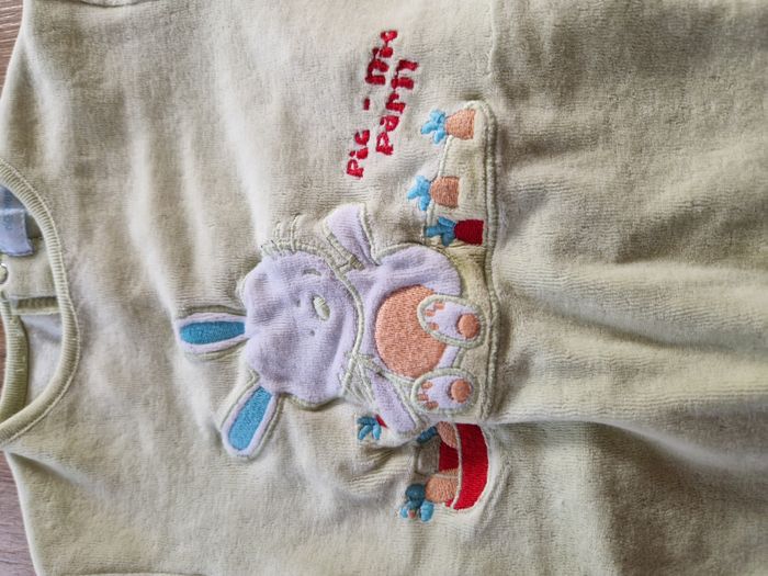 Pyjama / Dors-bien velours vert pâle brodé Lapin Tex - 6 mois - photo numéro 2
