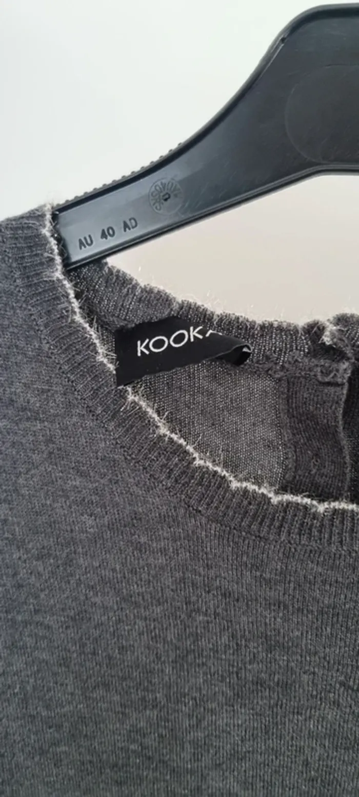 Blouse Tee-shirt maille gris manches courtes kookai 36 - photo numéro 2