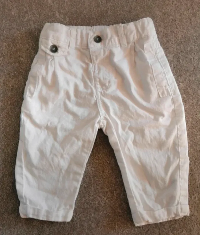 Pantalon blanc fin chic bébé garçon 6 mois NEUF