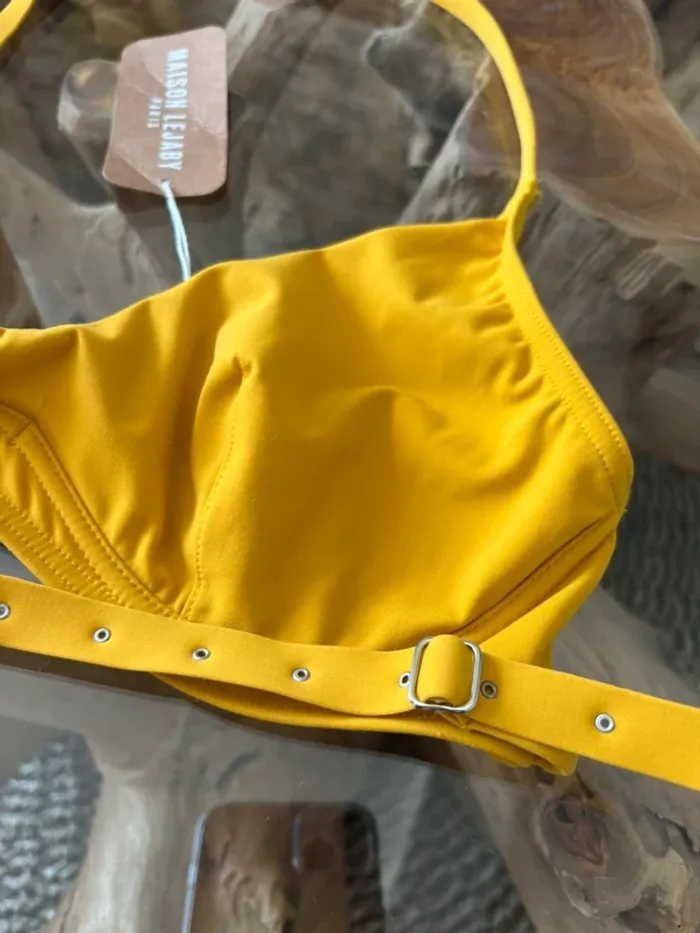Haut de maillot de bain Maison Lejaby jaune Moutarde clous ananas - photo numéro 4