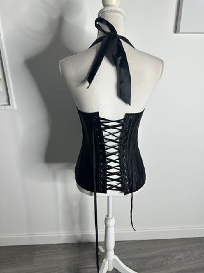 Body Corset noir cabaret en satin et sequins T38 M - photo numéro 7