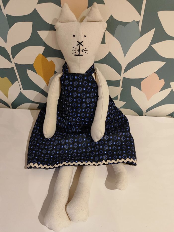 Poupée peluche doudou chat chiffon fait main