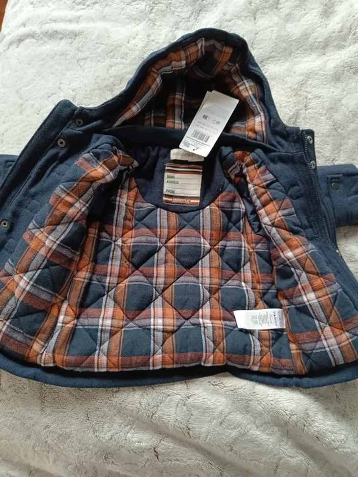 Manteau hiver 9 mois neuf capuche bleu foncé bébé garçon - photo numéro 4