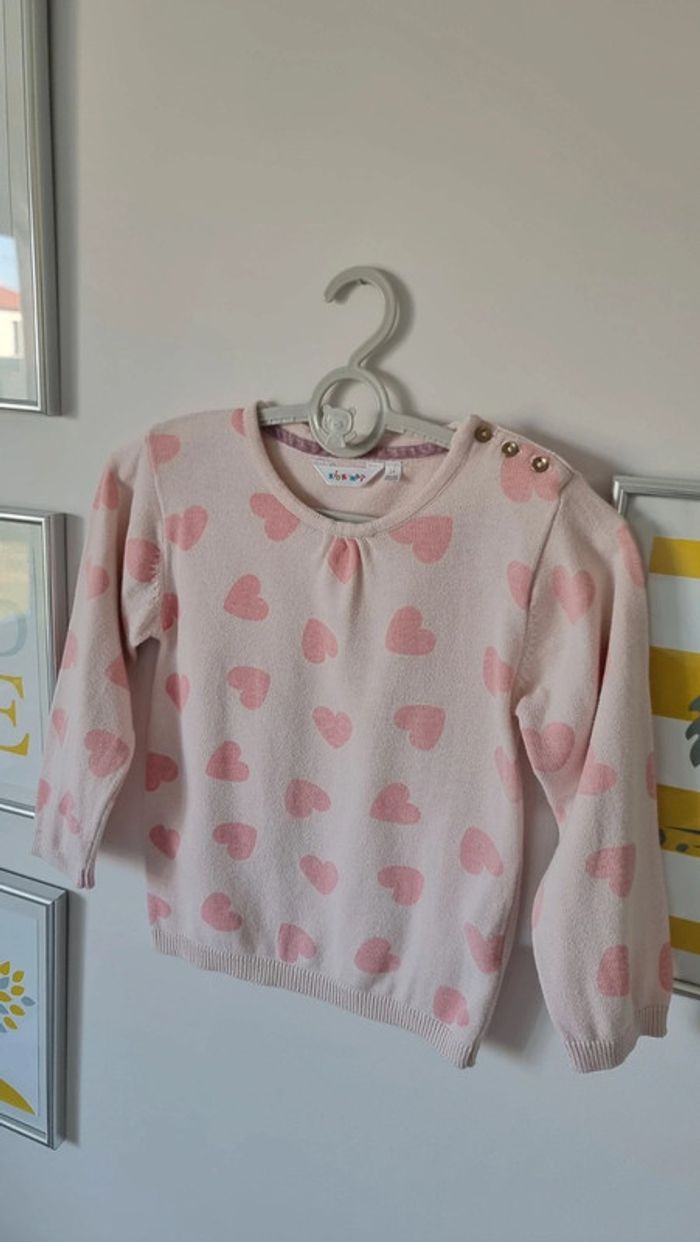 Pull fin kid kanai 3ans cœur rose - photo numéro 3