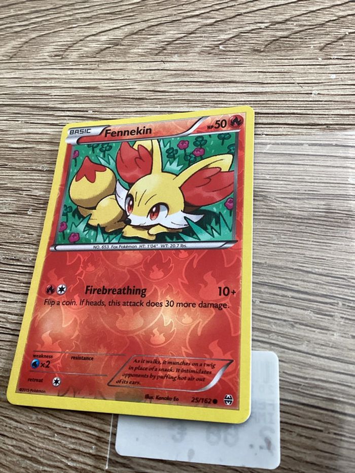 carte Pokémon 25/162 fennekin reverse anglais ANG année 2015 - photo numéro 3
